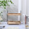in stock Double-layer Wooden Storage Rack for Kitchen Seasoning Supplies Household Desktop Toiletries Storage Rack