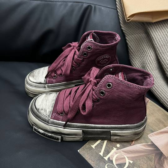 厚底做旧高帮帆布鞋女2024秋休闲百搭复古脏脏鞋学生ins潮滑板鞋
