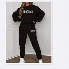 Cross-border European and American foreign trade new women's fashion casual loose round neck sweater suit printing women's wholesale