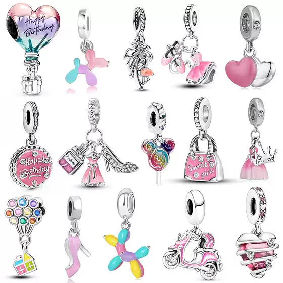 Hot Sale Pink Romantic Hot Air Balloon Girl Bracelet Charm DIY Bracelet Necklace Accessories Factory Wholesale