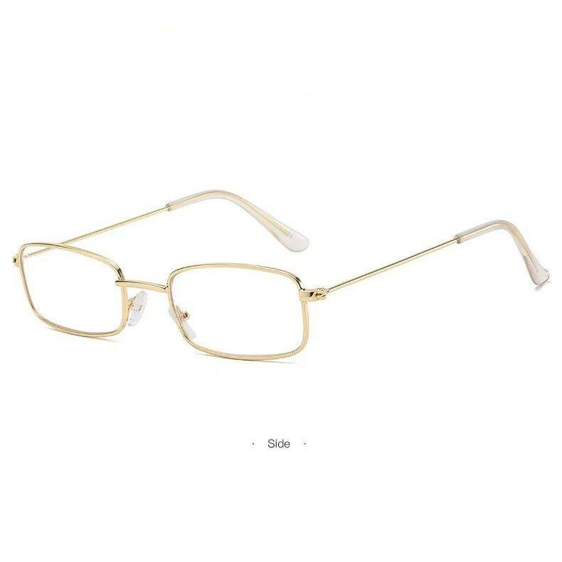 Business Gold Square Frame Glasses for Women, Retro Plain Style, Suitable for Prescription Lenses, Anti-Blue Light, Non-Prescription Trendy Eyeglass Frames