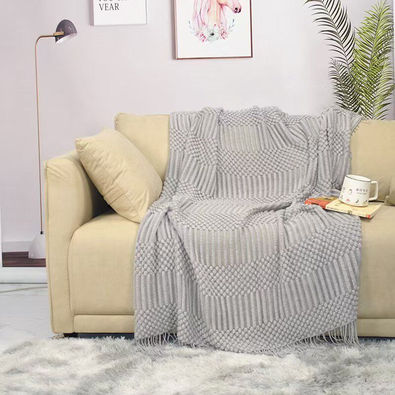Solid Color Tassel Knitted Blanket Thread Blanket Sofa Blanket Office Nap Blanket Air Conditioning Blanket Bedside Towel Blanket Ins Style