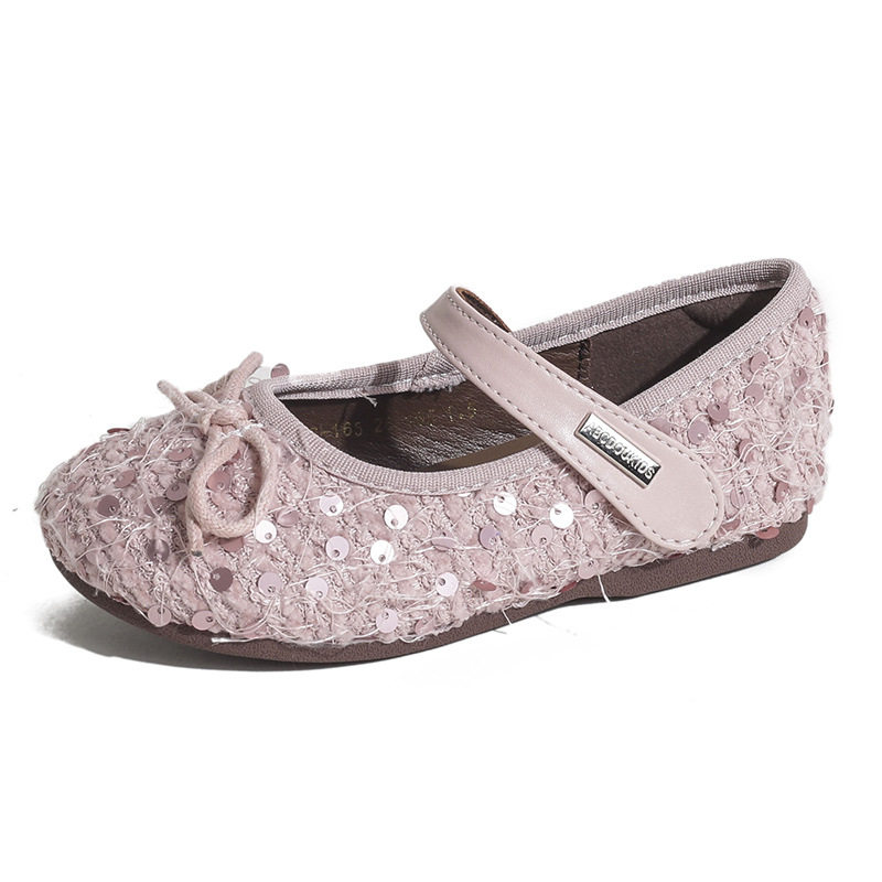 Girls Princess Shoes 2025 Autumn and Winter New Children's Crystal Shoes Baby Girl Small Leather Shoes Soft Sole Sequin Performance Shoes