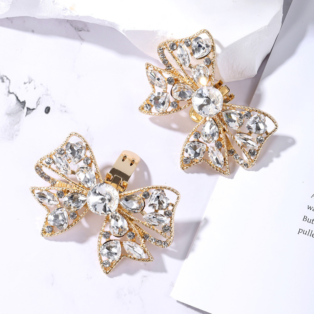 New Bow-Knot Shoe Buckle Wedding Shoe Accessories Detachable Shoe Flower Crystal Diamond Shoe Decoration Exquisite Convenient Buckle Butterfly