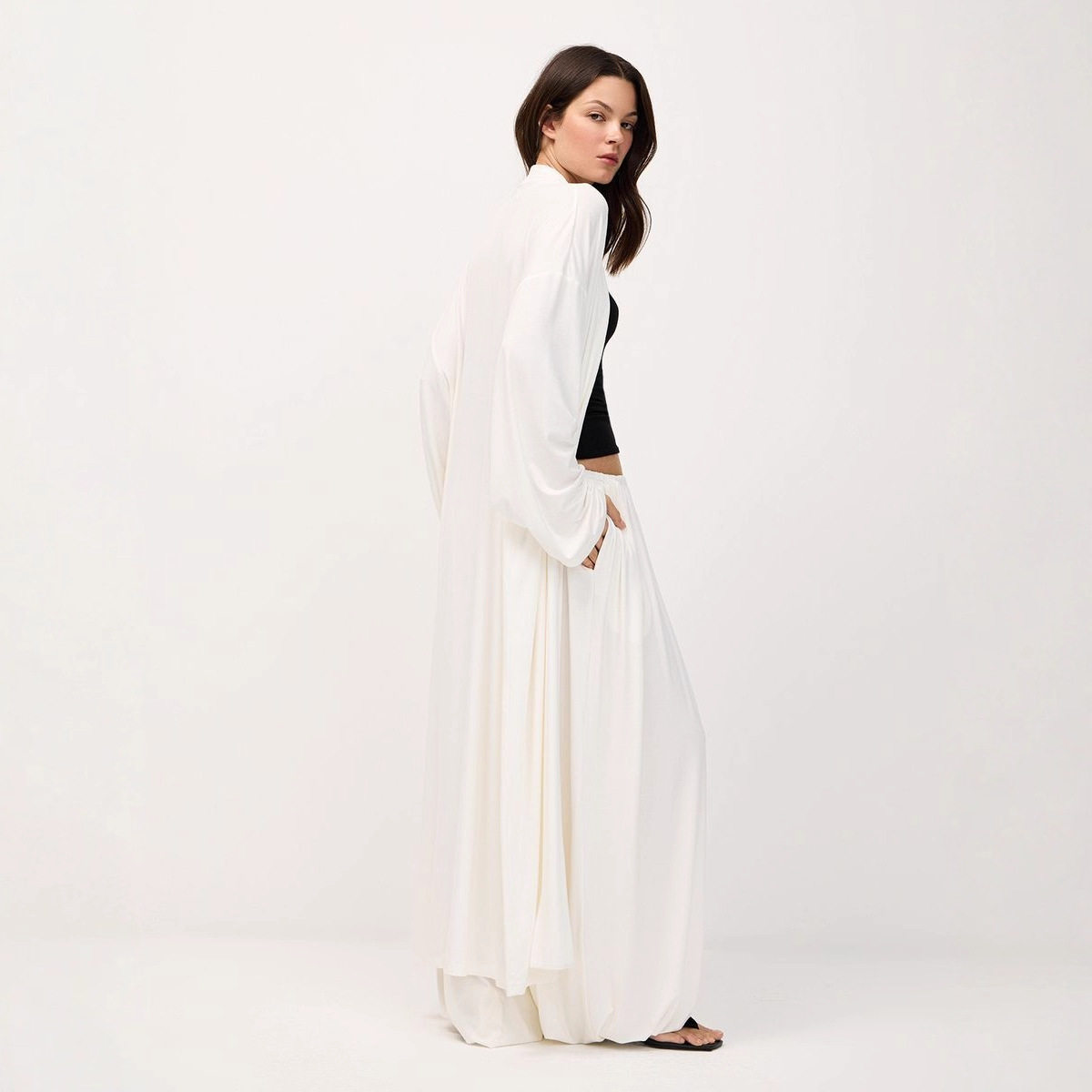 Chic Oversized Sheer Cardigan and Mini Skirt Set Relaxed Fit Long Pants Casual Style Perfect for Spring and Summer