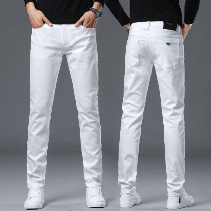 Quần Jean Dáng Ôm Nam Cotton Màu Trắng, Đen