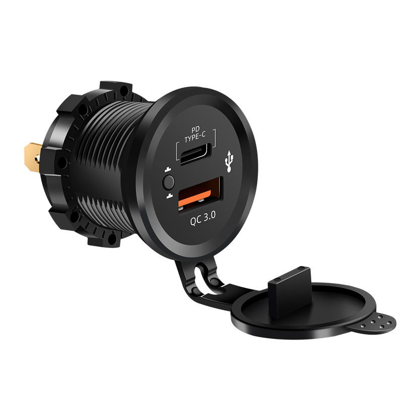 Cross-Border Modified Car Charger Independent Switch Modified Car Fast Charging Qc 3.0 Pd+Usb Modified Car Charger
