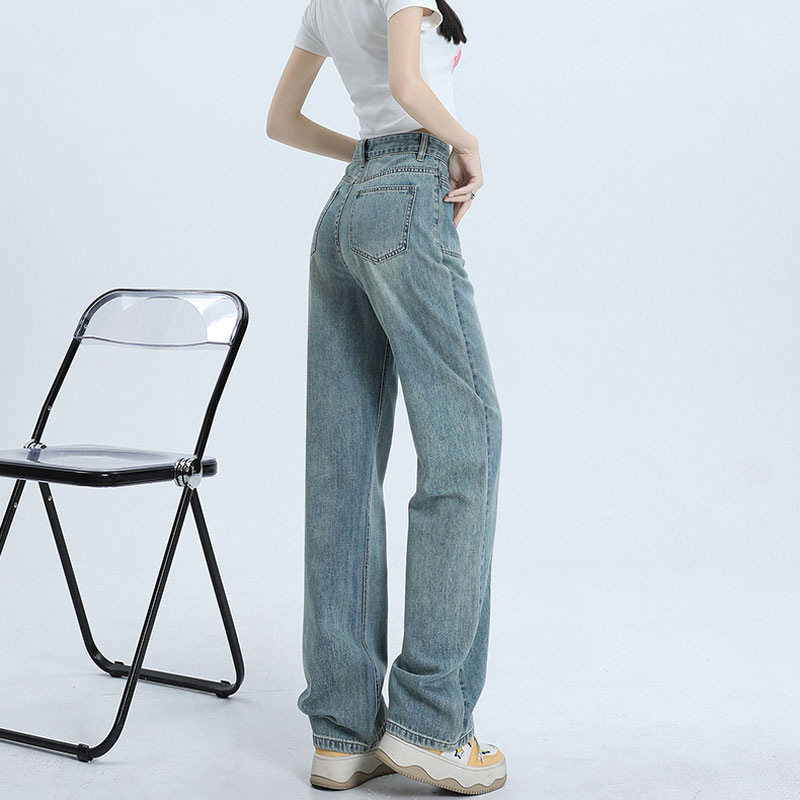 Womens Straight Leg Denim Jeans Casual Wide Leg Pocket Design Perfect for Pear Shaped Figures Spring Fall Wear