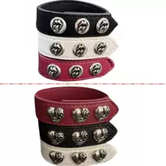 Fashionable Trendy European and American Style Tongue Heart-Shaped Thai Silver Vintage Adjustable Leather Bracelet for Men and Women, Versatile