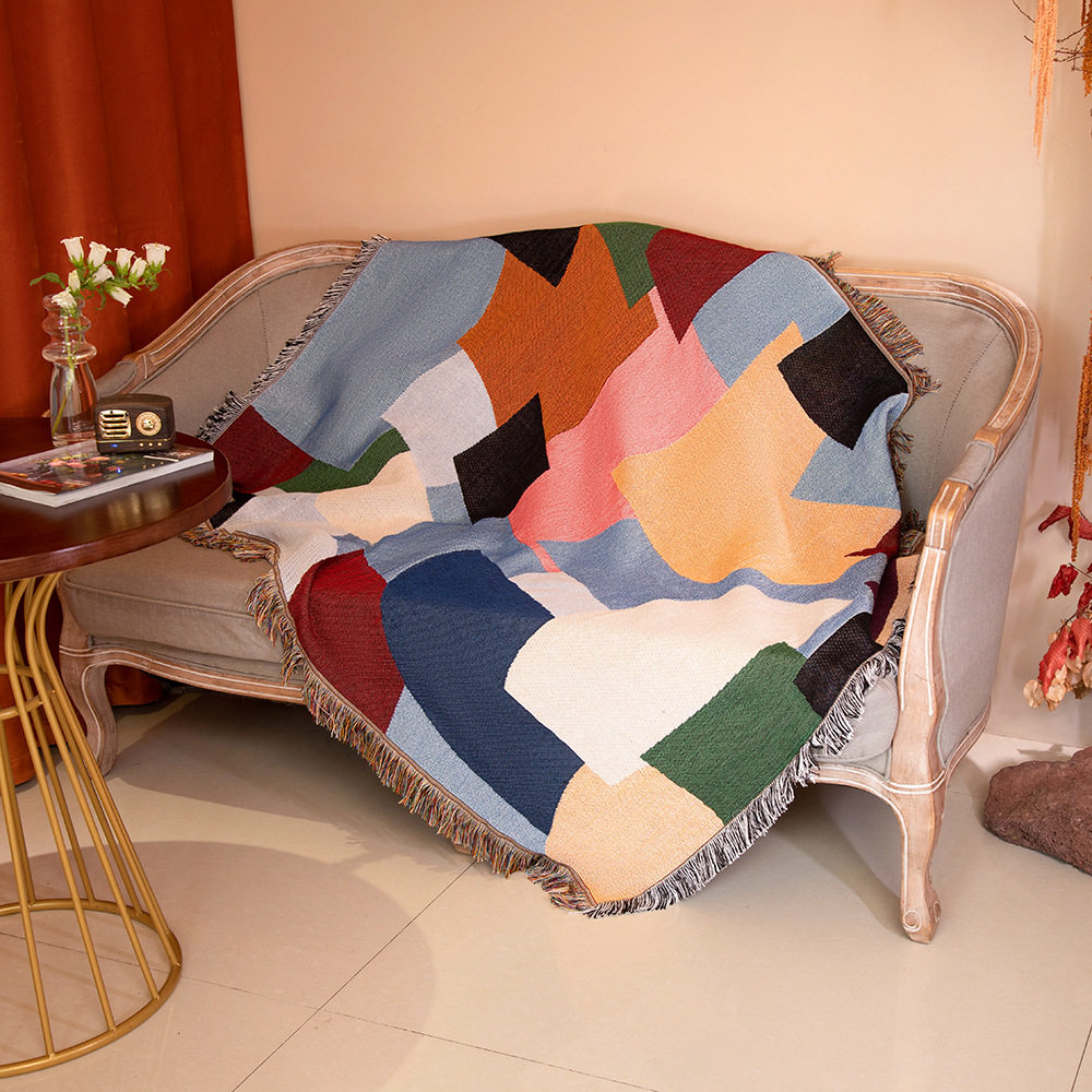 Checkered patch camping blanket line blanket sofa blanket Indian blanket outdoor camping line blanket camping