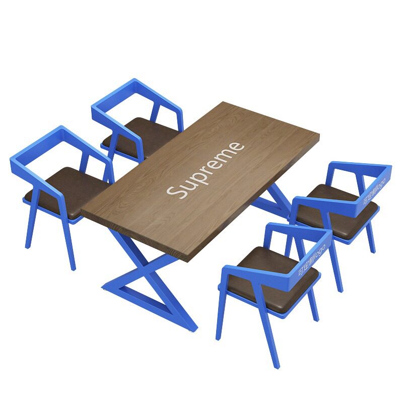 工业风实木餐桌简约咖啡厅奶茶店桌椅组合酒吧办公室会议桌长条桌