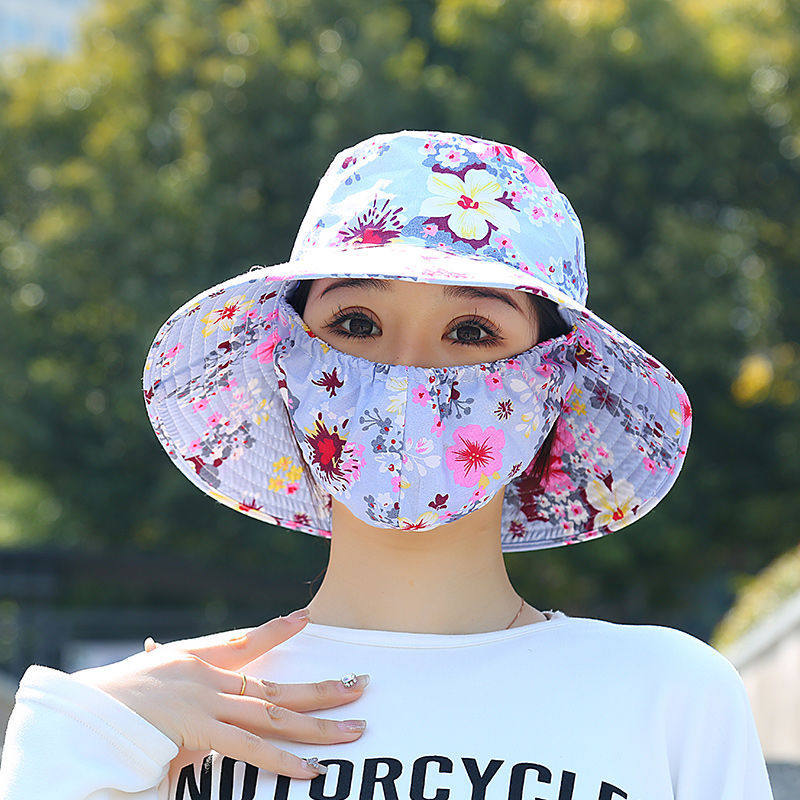 New Sunshade Hat Women's Summer Full-Face Split Sunscreen Hat Face-Covered Anti-Ultraviolet Work Tea-Picking Hat Sun Hat