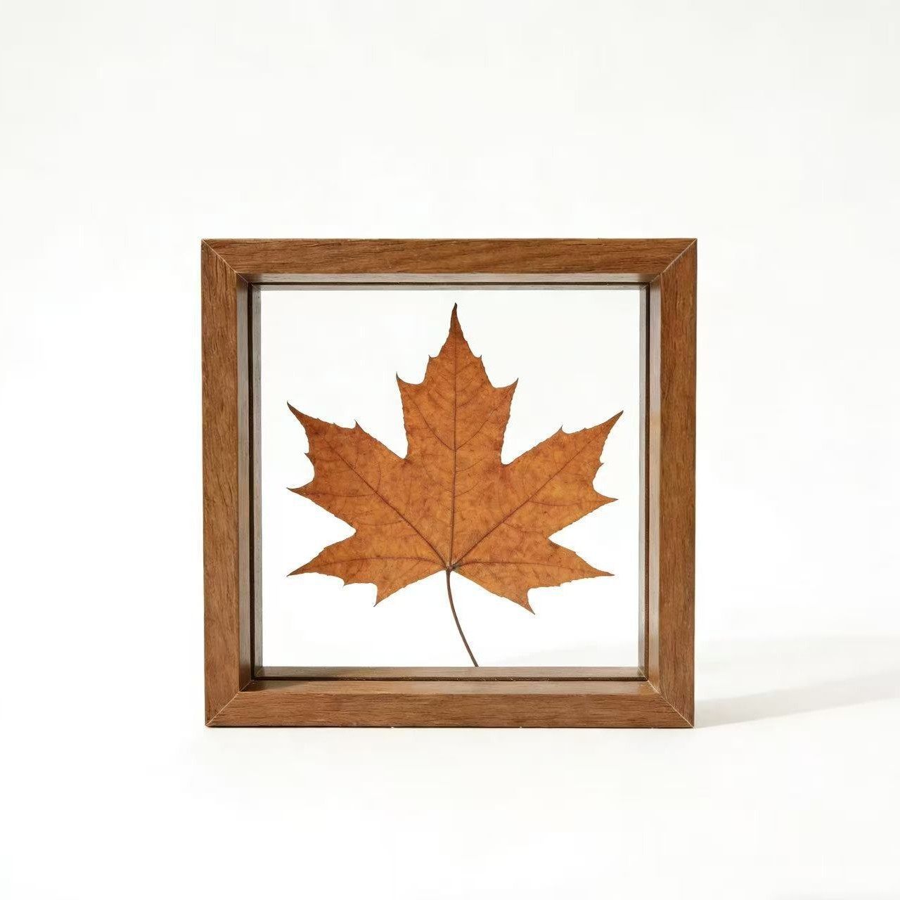 Retro Double-sided Transparent Wedding Photo Frame Table with Happy Words 6inch Leaf Carving Specimen Photo Frame diy Frame Wooden Paper-cut Painting