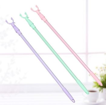 Retractable Clothes Drying Fork Balcony Clothes Fork Clothes Drying Pole Portable Clothes Pole Clothes Fork Wholesale Pure Color Plastic Pick Pole