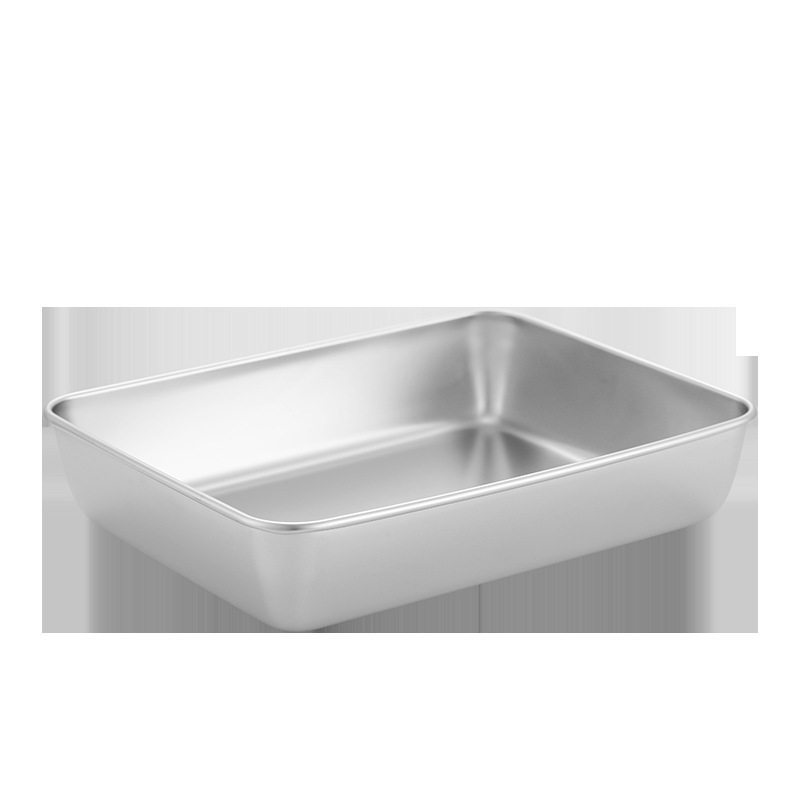 Thickened Stainless Steel Square Plate Multi-use Rectangular Plate Tray Flat Bottom Plate Cold Skin Plate Steaming Cake Plate Baking Plate Cooked Food Plate
