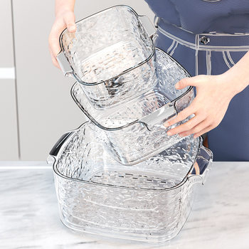 Kitchen Draining Basket, Household Food-Grade Sink Double-Layer Vegetable Washing Basin, Draining Basket, Plastic Fruit and Vegetable Washing Basket