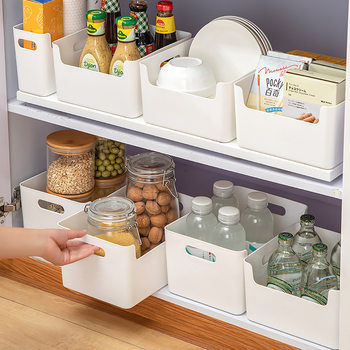 Tableware Rectangular Storage Box Narrow and Long Cabinet Cabinet Storage Box Plastic Debris Organization Kitchen Storage Box