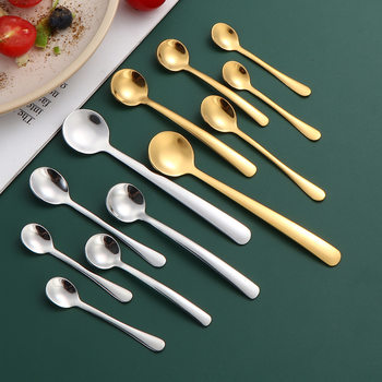 304 Stainless Steel Seasoning Spoon Mini Short Handle Dessert Ice Cream Spoon Household Hotel Coffee Stirring Spoon Seasoning Spoon