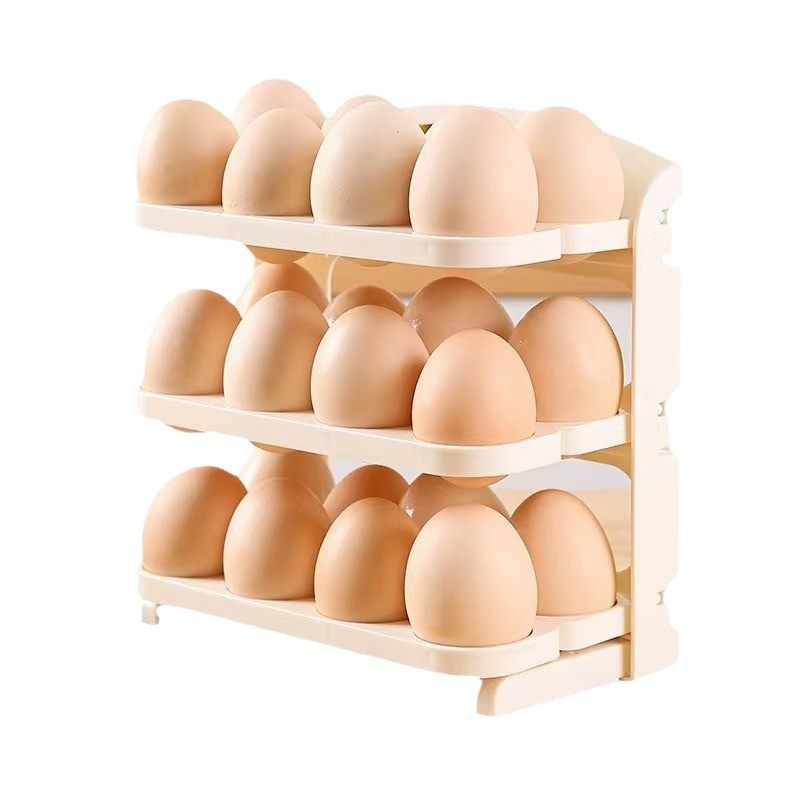 Folding Egg Carton Refrigerator Side Door Storage Rack Kitchen-Specific Egg Tray Multi-Layer Anti-Fall Egg Storage Rack for Home Use