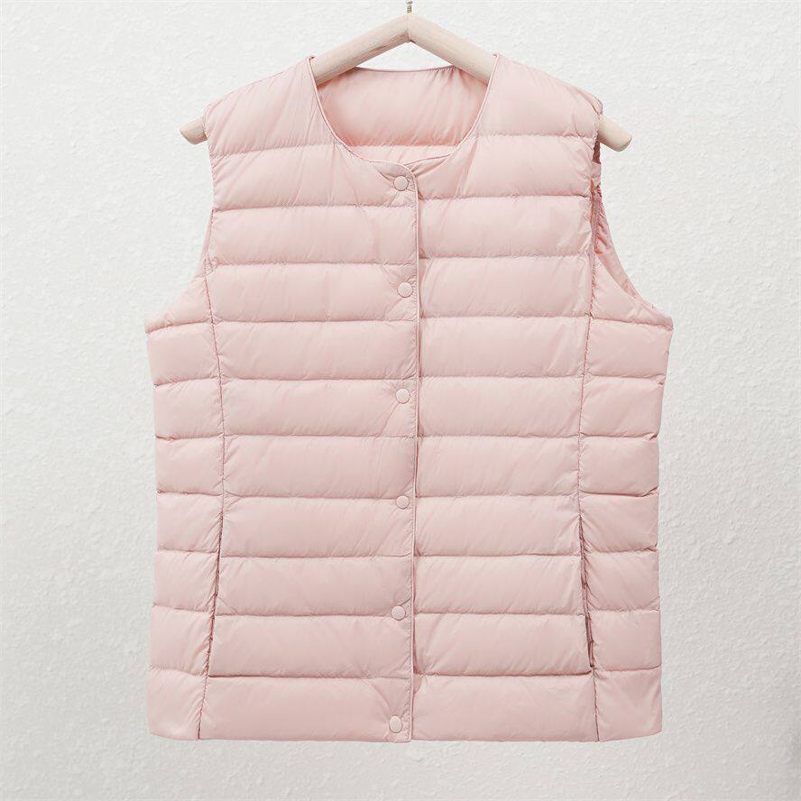 Autumn and Winter New Lightweight down Jacket Women's Collarless down Liner Vest V Neck Warm Jacket Large Size Waistcoat Vest
