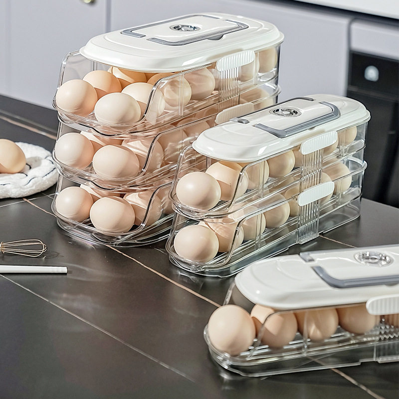 Cross-Border Multi-Layer Automatic Egg Storage Box Can Be Stacked with Large-Capacity Refrigerator Side Door Egg Tray Special Preservation Box