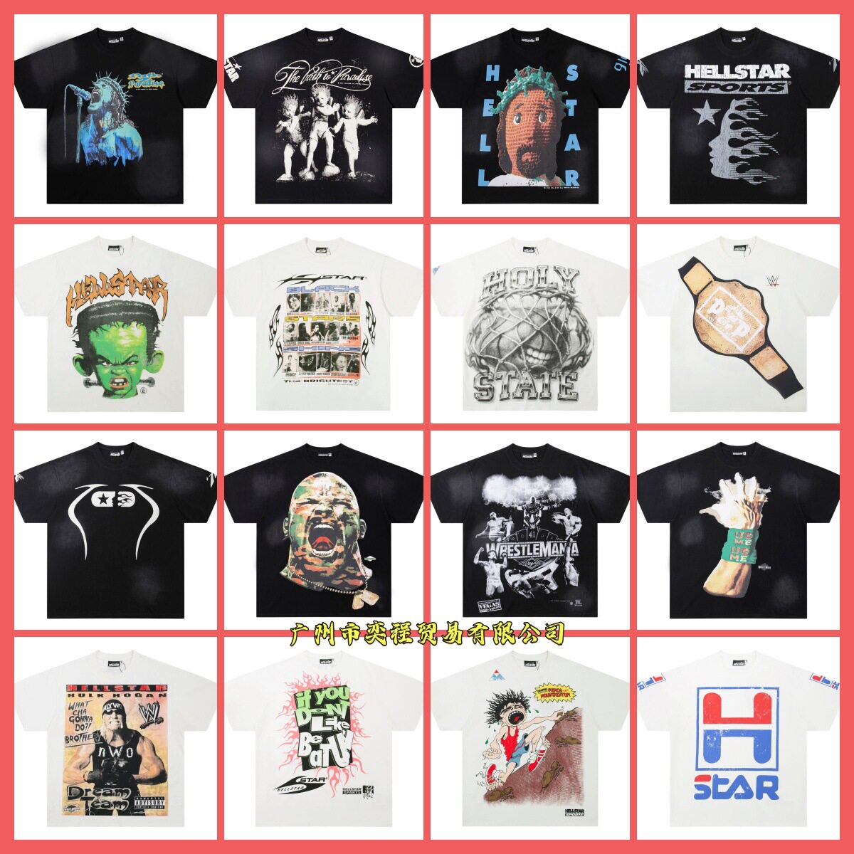 เสื้อยืดแขนสั้นทรงหลวม ฟอกซีด ลายตัวอักษรแนววินเทจ แบรนด์ Hell Cross-Border นำเข้าจากสหรัฐฯ สำหรับวัยรุ่น แนวสตรีท สำหรับผู้ชาย