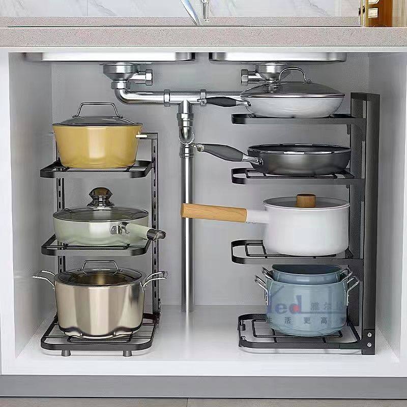 Pot rack dedicated pot storage kitchen stainless steel shelf storage rack sink multi-layer household cabinet layered