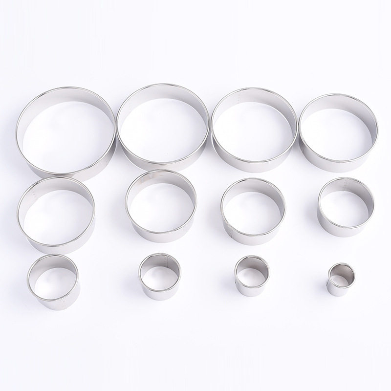 12-Piece Set of Stainless Steel Cookie Mold Rings, Dumpling Skin Cake Cutting Molds, Donut Cookies, Baking Cake Rings