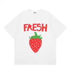 2026 Spring/Summer New Arrival Strawberry Heart Multicolor Print Crewneck Short Sleeve T-Shirt for Men and Women Cross-Border Wholesale
