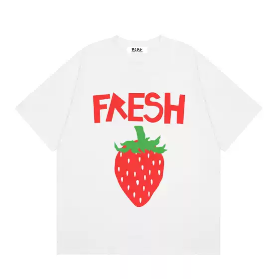 2026 Spring/Summer New Arrival Strawberry Heart Multicolor Print Crewneck Short Sleeve T-Shirt for Men and Women Cross-Border Wholesale