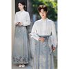 Chinese style plus size women's ancient style hanfu new Chinese style Ming style Daily men's and women's same style couple's white woven gold vest skirt