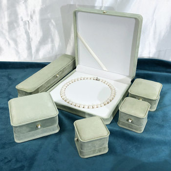 light green waist velvet fabric jewelry box pearl jewelry packaging box necklace box earring ring box in stock wholesale