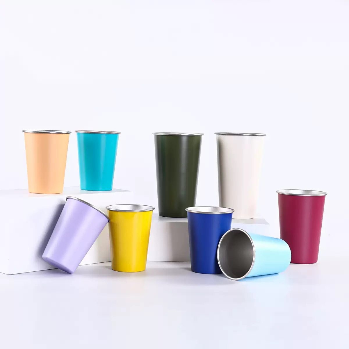 Xiaomi's Same 304 Stainless Steel Direct Drinking Cup, Anti-Fall Camping Style Single-Layer Rolled Edge Beer Cup, Outdoor Stacking Cold Drink Cup