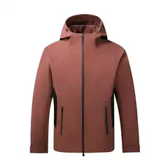 Xiaoshu's Same Style Seamless Bonded 2026 Autumn and Winter Men's Hooded Softshell Jacket Outdoor Windproof and Waterproof Jacket