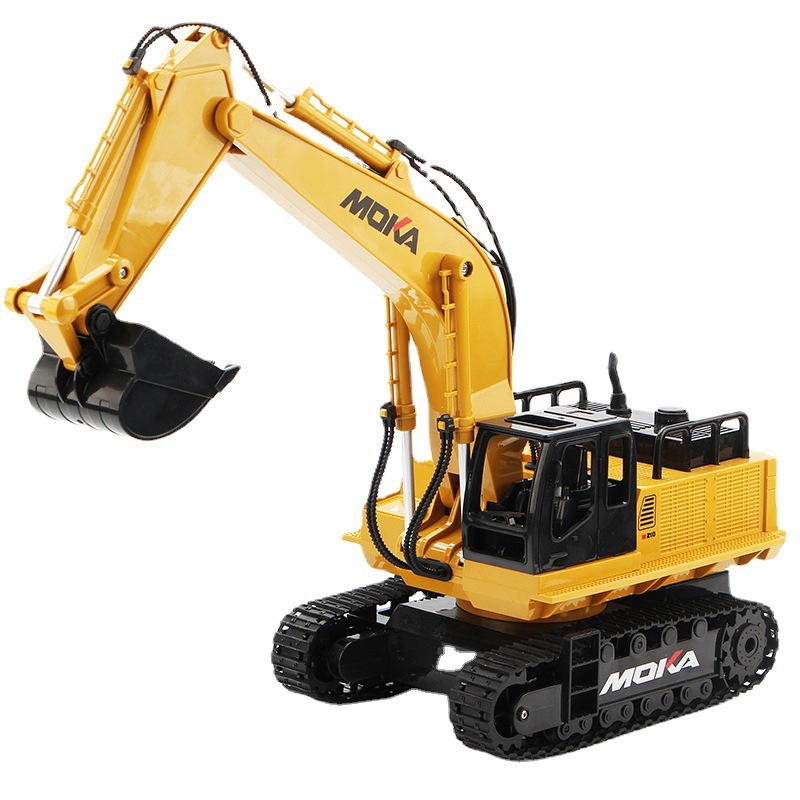 ..挖掘机电动遥控号充电动工程车儿童挖土机12通勾机玩具-图3