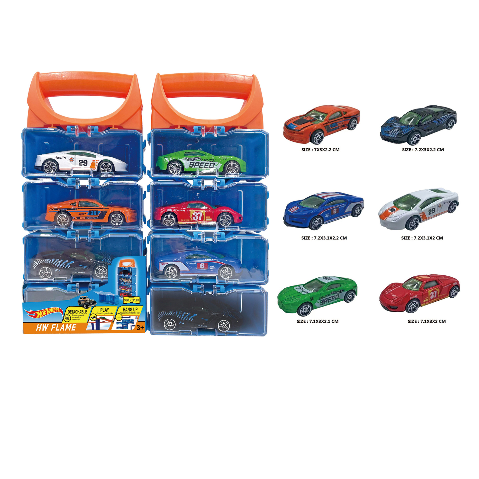 1：64合金车子 耐摔防摔玩具车 手提盒合金车仔套装 合金哈雷摩托