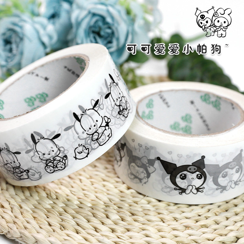 Black and White Simple Express Packing Tape Kulomi Pacha Dog Cute Snoopy Cartoon Sealing Tape 4.5cm