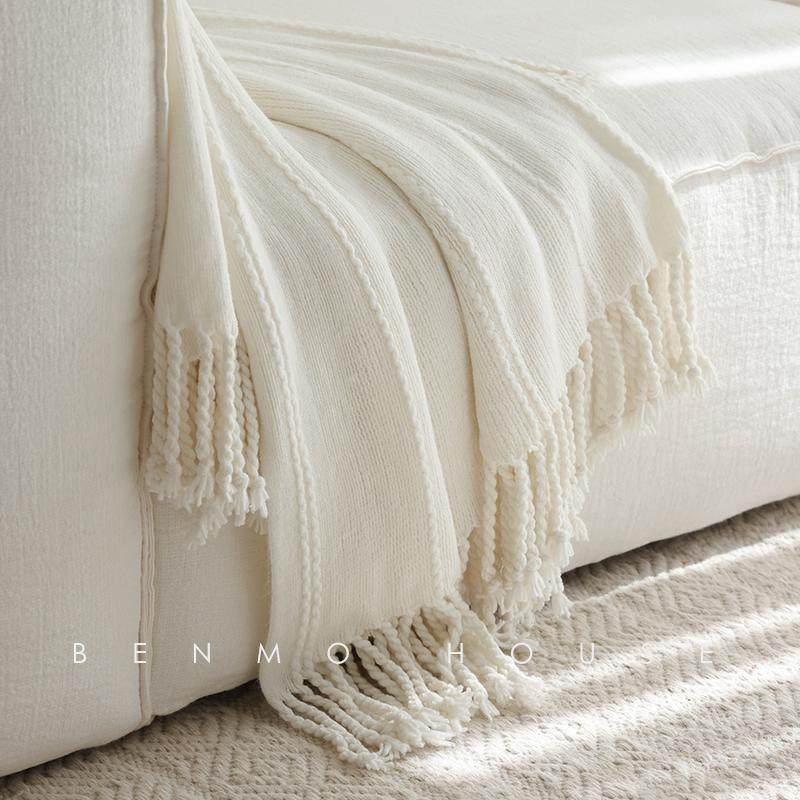 Log Style Knitted Casual Blanket Sofa Decorative Blanket Its Color Model Room Soft Decoration Nap Blanket Towel