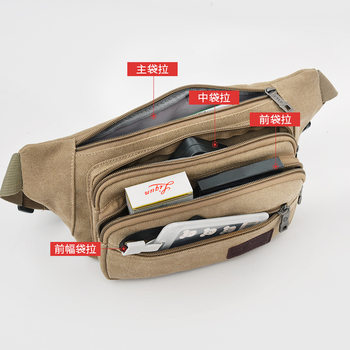 Classic Outdoor Canvas Waist Bag for Men and Women, Large-Capacity Cashier Phone Bag for Street Vendors, Cross-Body Small Bag for Construction Site Work