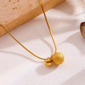 New Style Simple Frosted Ball Small Gold Ball Titanium Steel Necklace Women's Niche Design Sense Clavicle Chain Without Fading Fashion Accessories