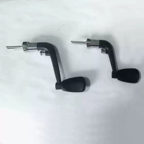 Black Hard Rubber Fishing Wheel Shake Handle Rocker Arm Half Metal Handle Medium Large Shake Handle Folding Spinning Wheel Handle Grip Fishing Wheel