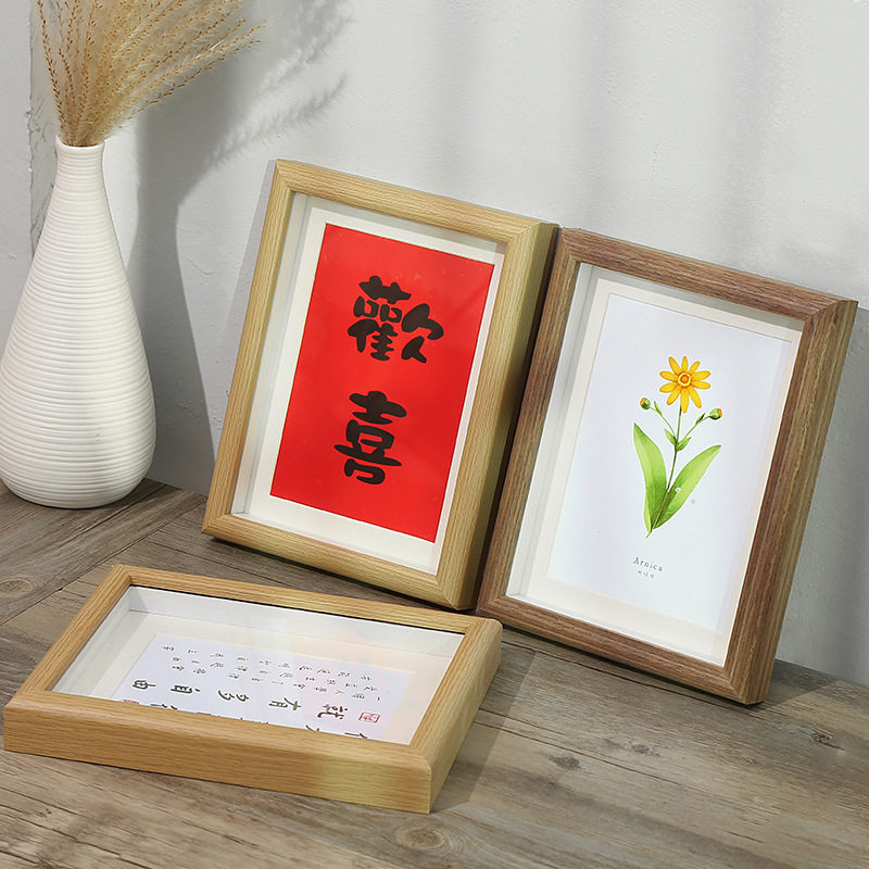 Creative Wooden Three-Dimensional Hollow Photo Frame Table Plant Specimen Framed Picture Frame Children's Oil Painting Wall Hanging Picture Frame Wholesale