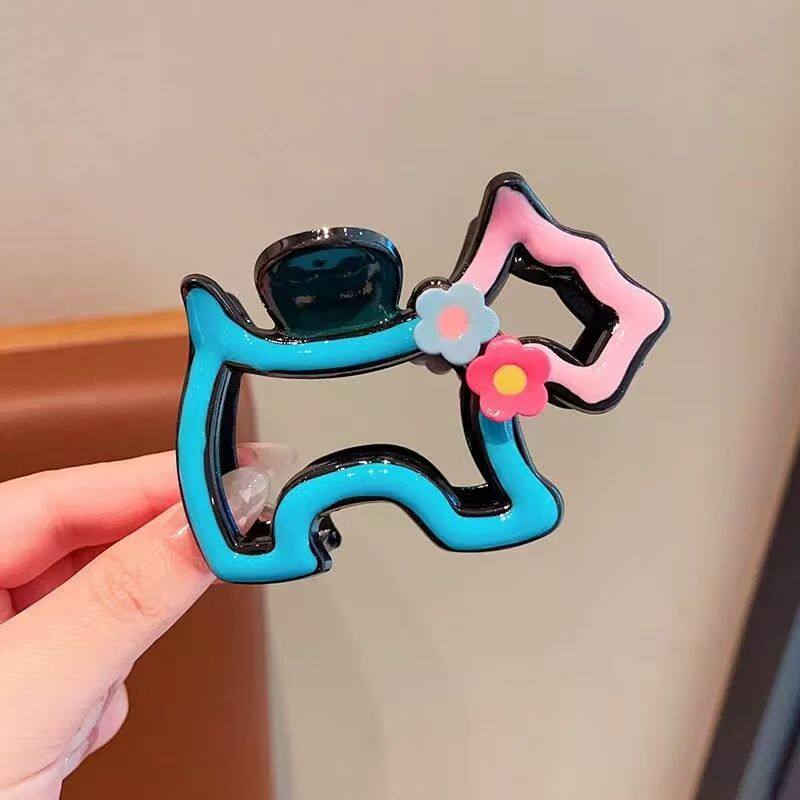 新款高颜值卡通猫咪发夹抓夹后脑勺半扎发盘发鲨鱼夹百搭发卡发饰