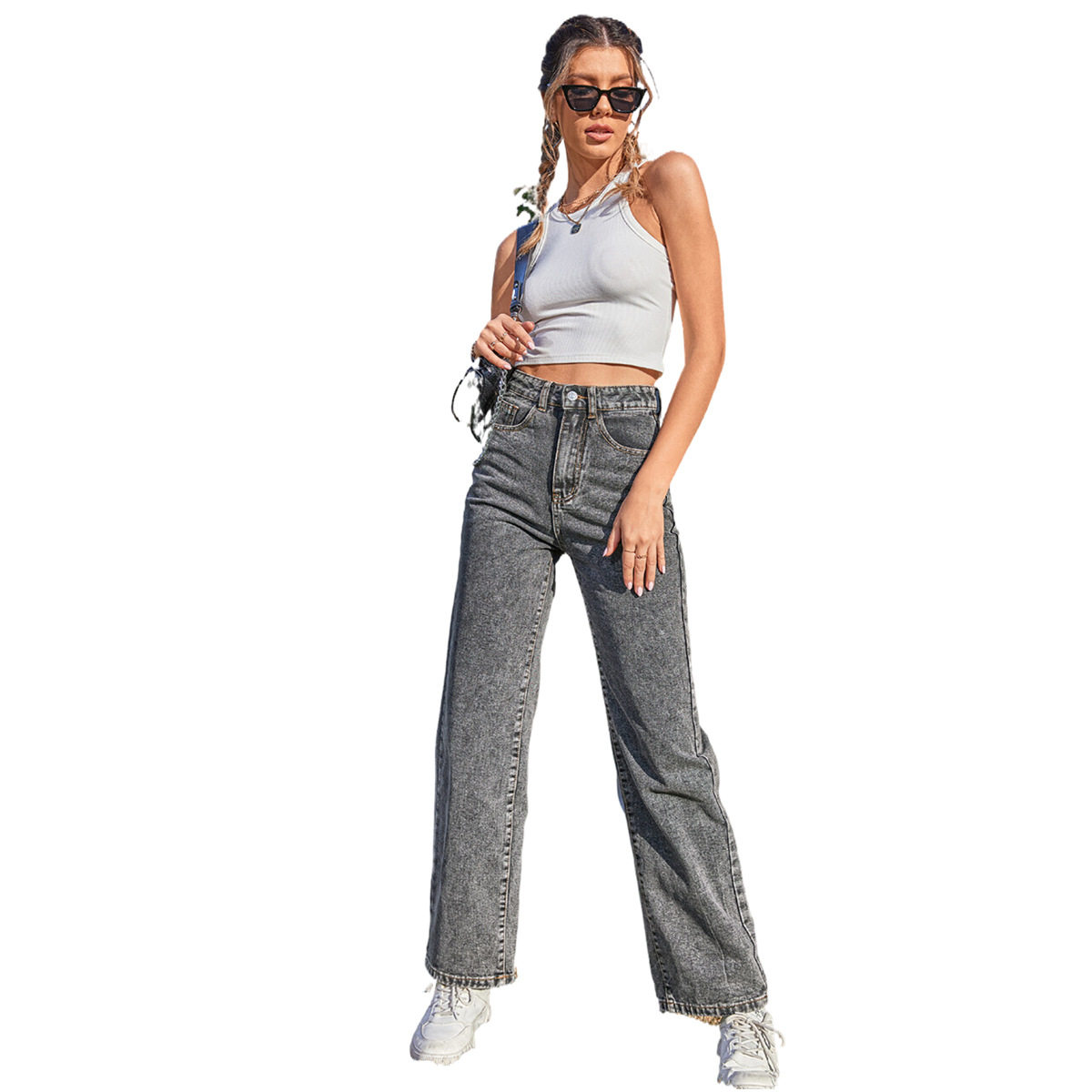 Womens Fashionable Ripped Straight Leg Jeans Trendy Slim Fit Casual Style Perfect for Everyday Wear Wholesale