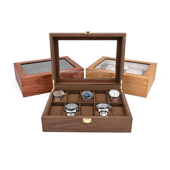New spot 10 watch box retro wooden 10 grid watch display box watch box generation