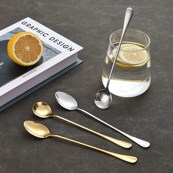 Stainless Steel Spoon 1010 Ice Tip Round Spoon Long Handle Dessert Spoon Creative Stirring Ice Cream Spoon Coffee Spoon