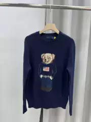 2024 Ralph Lauren R. Autumn/Winter New Heavy Cotton Cartoon Bear Crew Neck Age-Reducing Versatile Sweater Unisex