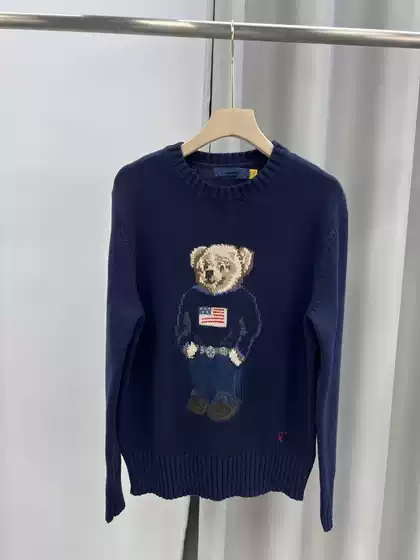 2024 Ralph Lauren R. Autumn/Winter New Heavy Cotton Cartoon Bear Crew Neck Age-Reducing Versatile Sweater Unisex