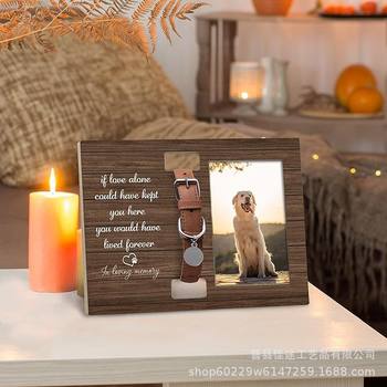New Wooden Pet Photo Frame Home Desktop Pet Growth Photo Frame Table Pet Collar Message Commemorative Photo Frame