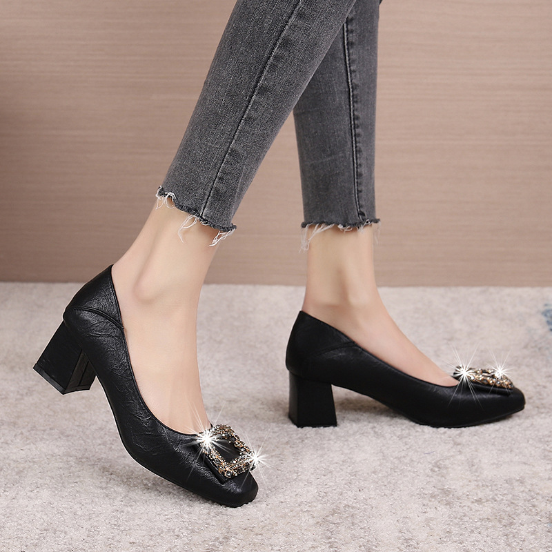 (Mới) Mã K0336 Giá 560K: Giày Cao Gót Nữ Jutyda Gắn Đá Gót Vuông Giày Dép Nữ Đồ Công Sở Chất Liệu G01 Sản Phẩm Mới, (Miễn Phí Vận Chuyển Toàn Quốc).